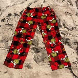 Fuzzy grinch pajama pants